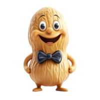 Smiling Peanut Character with Bow Tie and Happy Expression png