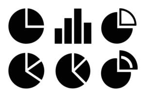 Financial Diagrams Black Pie Charts and Bar Graphs on White, Statistics Data vector