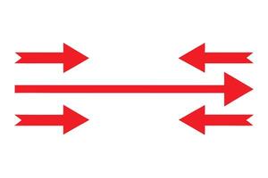 Red Arrow Direction Set on White Background Right, Left, Up and Down vector