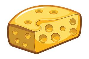 Cartoon cheese block with yellow color and hole on white vector