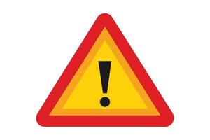 Alert Triangle Sign Red Border Yellow Center with Exclamation Point on White vector