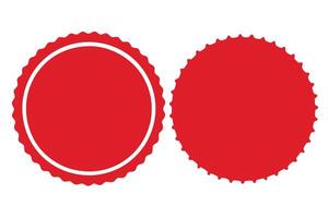 Red Circle Seal Shapes with Scalloped Edges Set on White Background Decoration vector