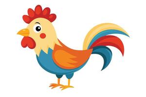 Cartoon Rooster Character with Colorful Design on White Background vector