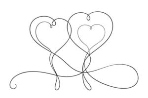 Two Hearts Intertwined One Line Art on White Background Elegant Minimalist Style Design vector