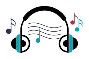 Headphone with Music Notes Design Isolated on White Background vector