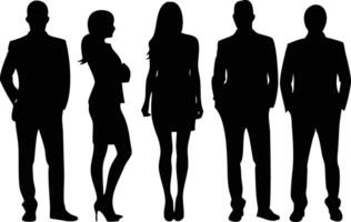 Diverse Business Team Silhouettes Standing Together on White Background vector