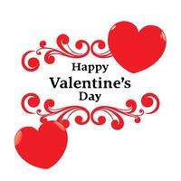 Decorative Hearts with Swirls on White, Happy Valentine's Day Design Element vector
