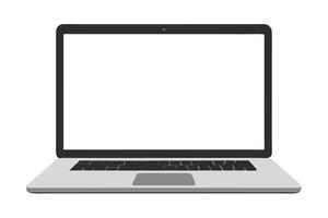 Isolated Silver Laptop with Blank White Screen for Mockup Design on White Background vector