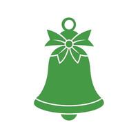 Green Christmas Bell Design with Bow Knot Isolated on a White Background vector