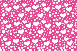 Whimsical White Hearts and Dots Pattern on a Playful Pink Backdrop, Seamless Design vector