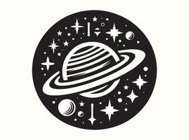 Elegant galaxy outline with minimalist stars on dark background vector