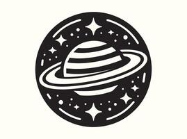 Simplified galaxy shape in solid black with starry night details vector