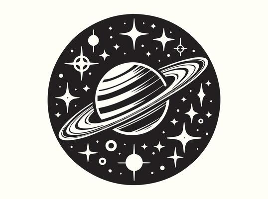 Abstract black galaxy silhouette with celestial star patterns
