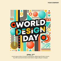World Design Day background with colorful ornaments vector