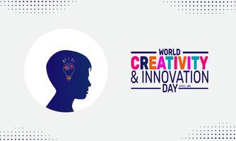 World Creativity and Innovation Day encourages people to unleash their creativity to transform challenges into opportunities. celebration of the power of innovation in global problem-solving. vector