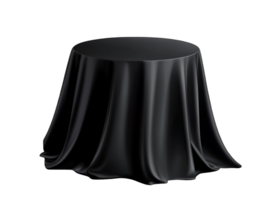 Mysterious black cloth draped over a round table. png