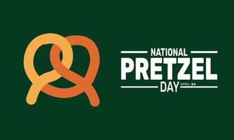 Bright and colorful National Pretzel Day sign with a warm pretzel in the background vector