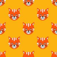 Seamless pattern illustration of cute cartoon cat heads. Colorful, childish kitten design ideal for textiles, wallpapers, wrapping paper and playful surface patterns. Pet themed charm. vector