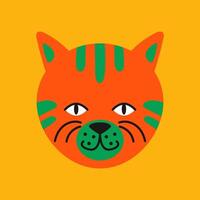 Abstract vibrant portrait of a smiling kitten. Modern flat design pet character for decorative or childrens use. vector