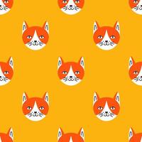 Cheerful seamless pattern featuring fluffy kitten faces in vibrant colors. Abstract cartoon style works great for textiles, wrapping paper and modern backgrounds. Playful pet theme. vector