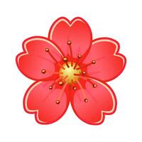 Simple red flower. Large size of emoji spring flower vector