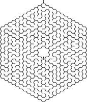 Complex Hexagonal Maze Puzzle Entrance, Exit, Paths, Challenge vector