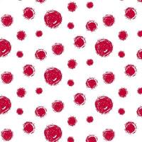 Abstract geometric seamless pattern with grunge red dots and circles. Brush drawn bold circles seamless banner design. grunge polka dots on transparent background. Creative funky basic vector
