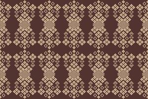 Ethnic pattern brown background fabric pattern design motif. vector