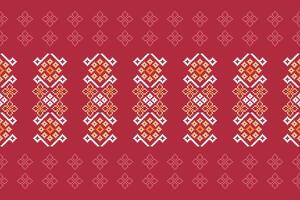 Ethnic pattern of red color background with fabric motif. vector