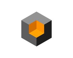 Abstract isometric cube design featuring gray and orange hues. Ideal for concepts of innovation, technology, structure, or hidden potential. vector