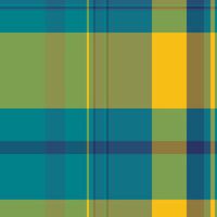 London check texture fabric, menu background textile tartan. Birthday card seamless pattern plaid in cyan and green colors. vector