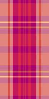 Overlayed check plaid fabric, folk seamless textile pattern. Man texture background tartan in orange and red colors. vector