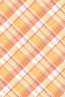 Vibrant diagonal plaid pattern in warm peach and pale yellow tones. Perfect for textile design, fashion, or website backgrounds. Creates a cheerful and inviting mood. vector