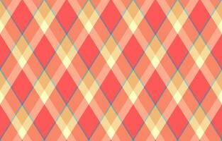 Vibrant diagonal plaid pattern in warm coral, peach, and beige tones. Perfect for textile design, website backgrounds, or crafting projects. vector