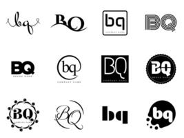 BQ logo company template. Letter b and q logotype. Set different classic serif lettering and modern bold text with design elements. Initial font typography. vector