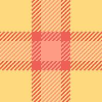 Vibrant coral and pale yellow plaid pattern. Perfect for textile design, website backgrounds, or packaging. This cheerful, geometric design evokes feelings of warmth and summer. vector