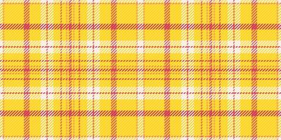 Vibrant yellow and red plaid pattern. Perfect for textile design, website backgrounds, or crafting projects. This cheerful, repetitive texture evokes warmth and energy. vector
