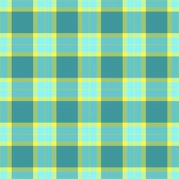 Vibrant teal and pastel yellow plaid pattern. Perfect for textile design, website backgrounds, or cheerful branding. This seamless texture evokes feelings of freshness and optimism. vector