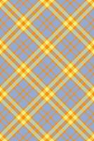 Rag textile fabric , crossed background seamless pattern. Subtle plaid tartan texture check in blue and dark orange colors. vector