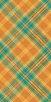 Repetitive seamless plaid fabric, show texture tartan background. Multi textile pattern check in teal and orange colors. vector