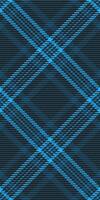 Geometry plaid texture, suit textile check pattern. Product seamless tartan fabric background in cyan and black colors. vector