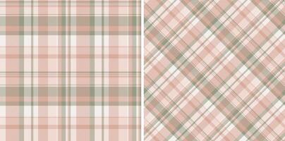 Elegant pastel pink and sage green plaid patterns. Perfect for textile design, apparel, stationery, or website backgrounds. vector