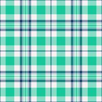 Cut out texture textile fabric, blank background check plaid. Net pattern tartan seamless in teal and white colors. vector