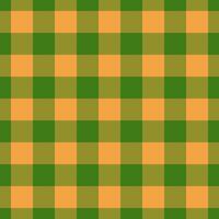 Ornate background seamless plaid, platform fabric check . Retail tartan textile texture pattern in green and orange colors. vector