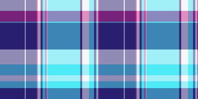 Professional plaid background seamless, hobby tartan textile fabric. Colourful check texture pattern in cyan and pastel colors. vector