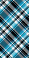 Vibrant diagonal plaid pattern in teal, gray, black, and white. Perfect for textile design, website backgrounds, or fashion illustrations. Modern geometric texture with a stylish, energetic feel. vector
