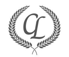 Initial letter C and L, CL monogram logo design with laurel wreath. Luxury calligraphy font. vector