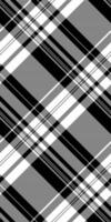 Rich check seamless tartan, event texture plaid. Wedding pattern fabric textile background in black and white colors. vector