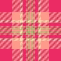 Vibrant pink, peach, and green plaid pattern. Perfect for textile design, fashion, or seasonal projects. This cheerful, textured design evokes warmth and style. vector