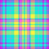 Vibrant neon plaid pattern. Perfect for textile design, fashion, websites, or playful branding. This bold, pixelated texture evokes energy and youthfulness. vector